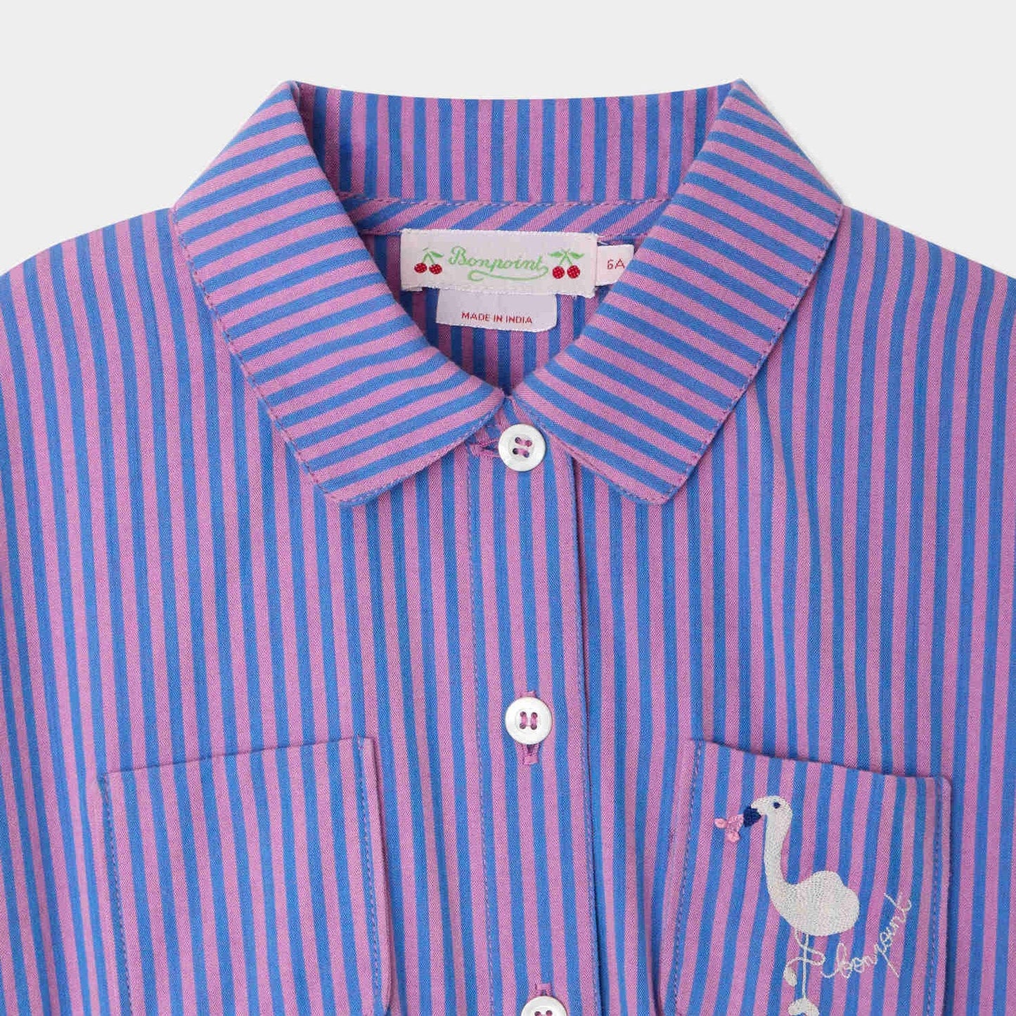 女童紫色条纹棉连衣裙