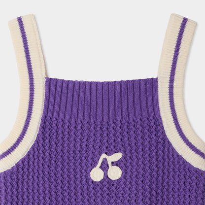 女童紫色棉针织背心