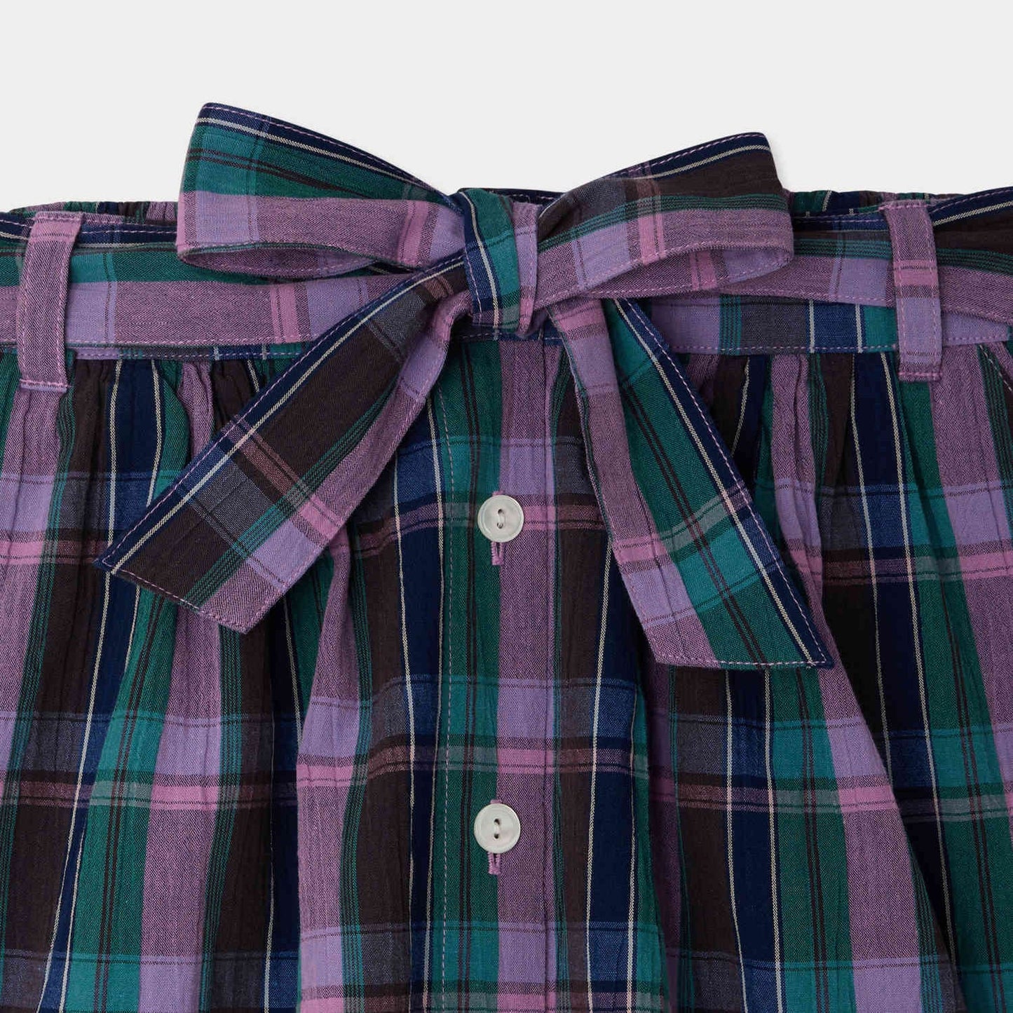 女童紫色格子棉短裙