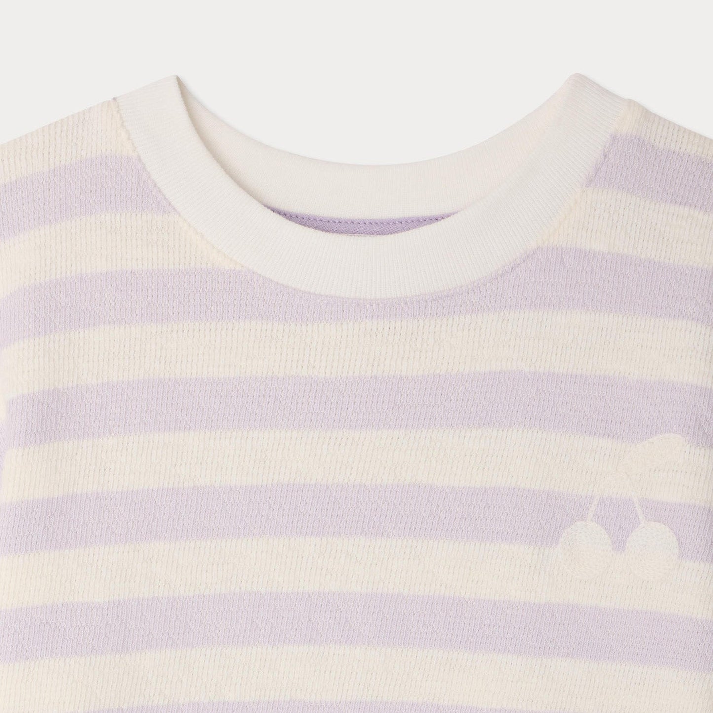 女童丁香紫条纹棉T恤