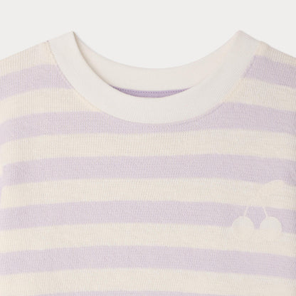 女童丁香紫条纹棉T恤