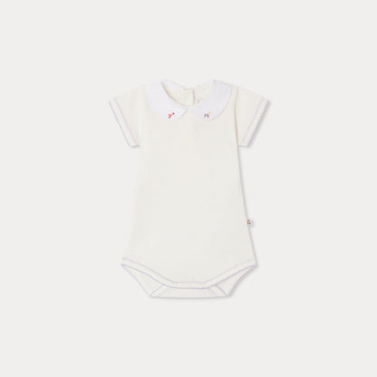 女婴白色刺绣棉连体衣