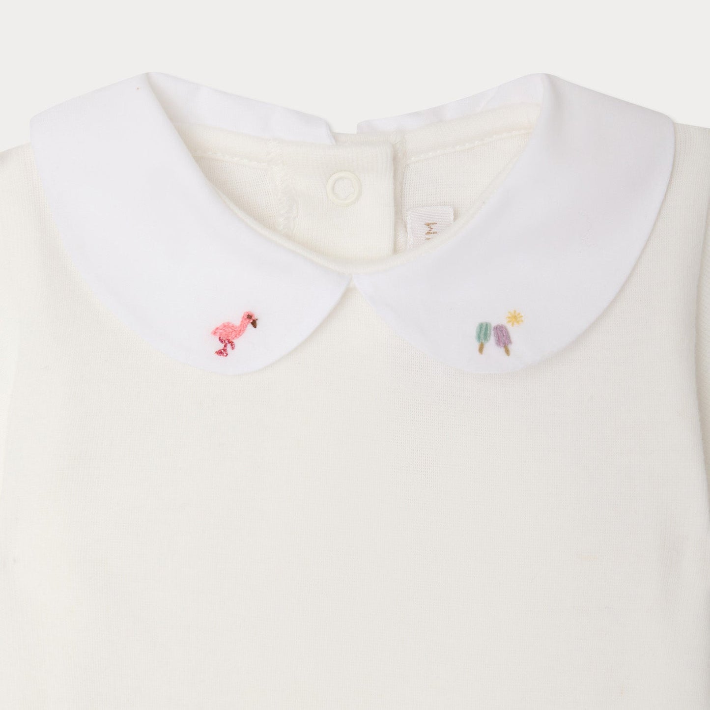 女婴白色刺绣棉连体衣