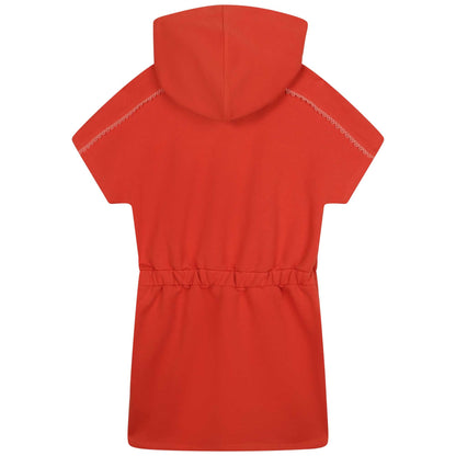 女童红色连帽连衣裙