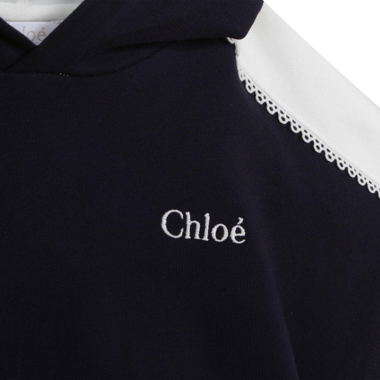 女童蓝色连帽连衣裙