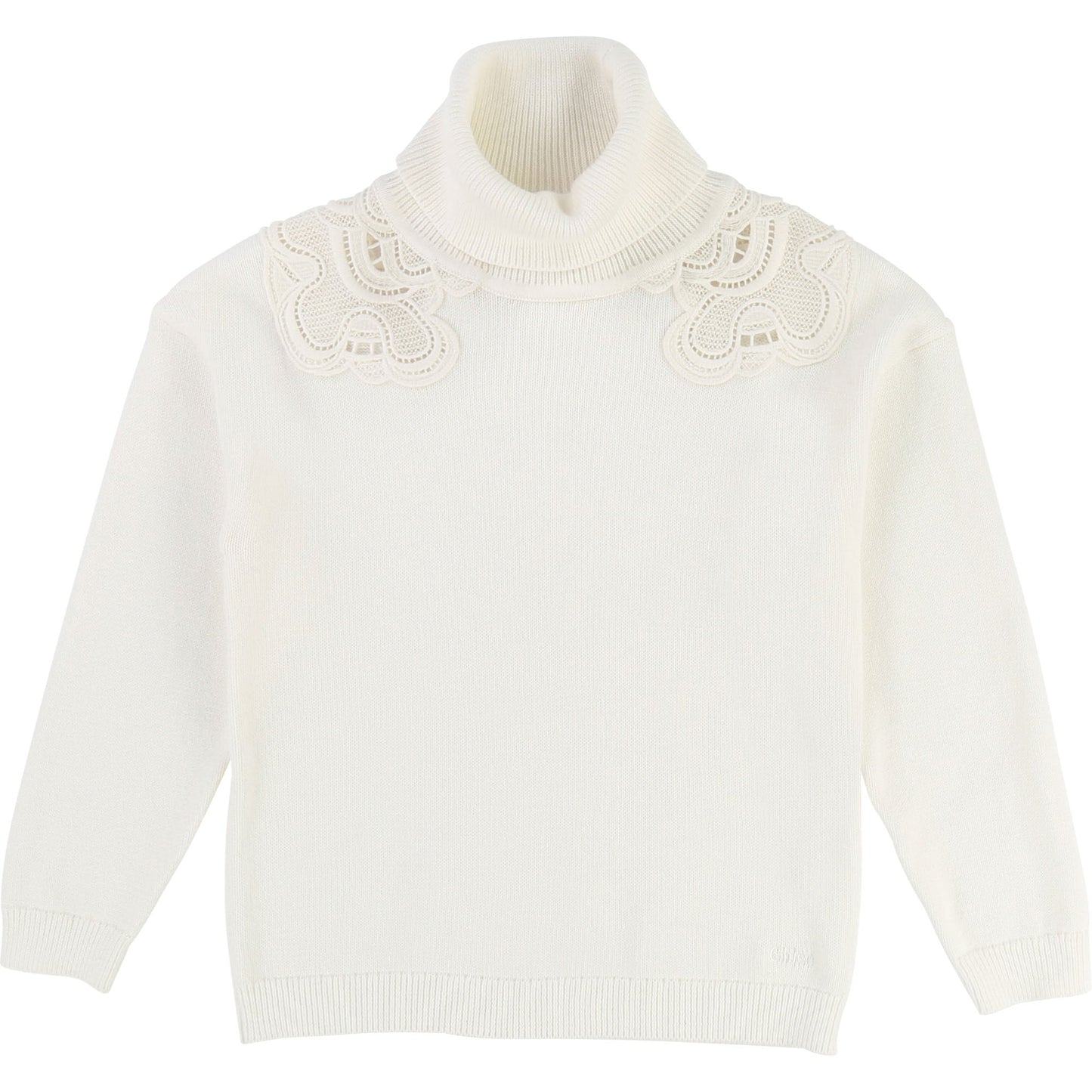 Girls Off White Cotton Sweater