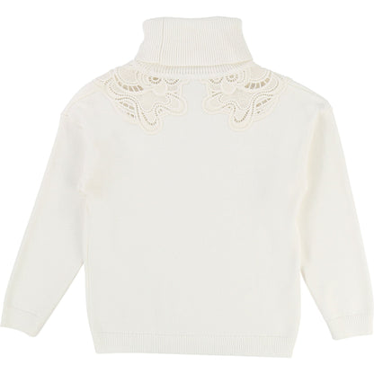 Girls Off White Cotton Sweater