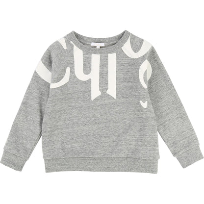 Girls Grey Chine Cotton Sweatshirt