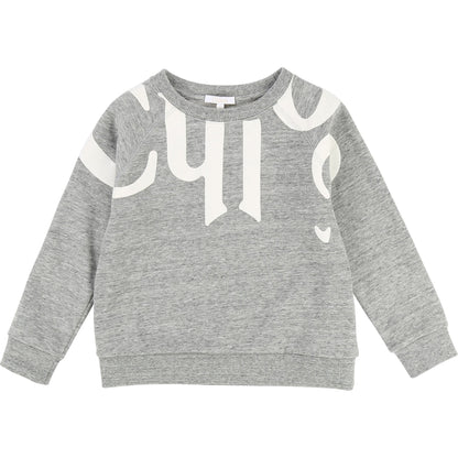 Girls Grey Chine Cotton Sweatshirt
