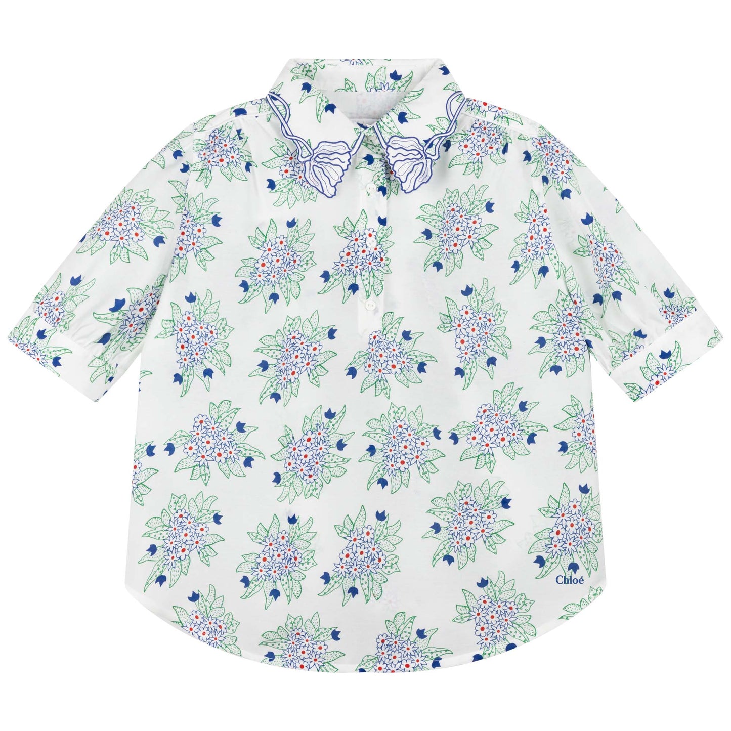 女童白色印花衬衫