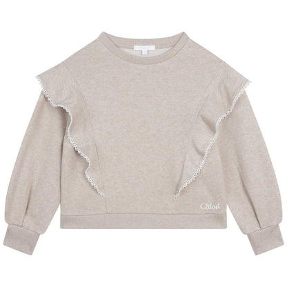 女童米色棉卫衣