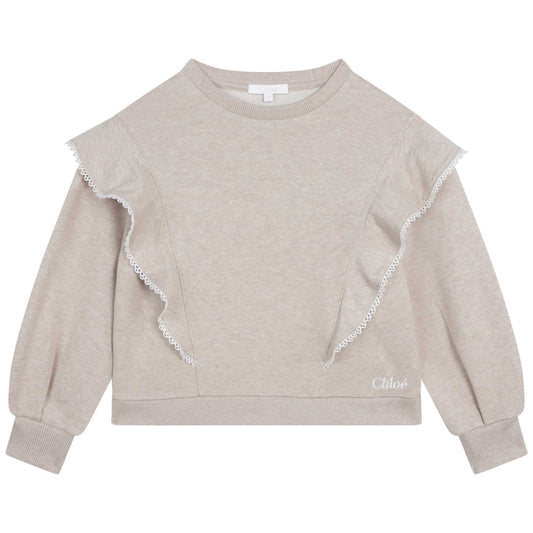 女童米色棉卫衣