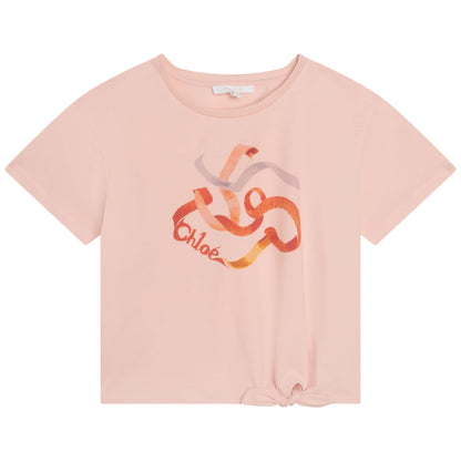 女童粉色印花棉T恤