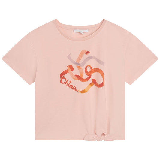 女童粉色印花棉T恤