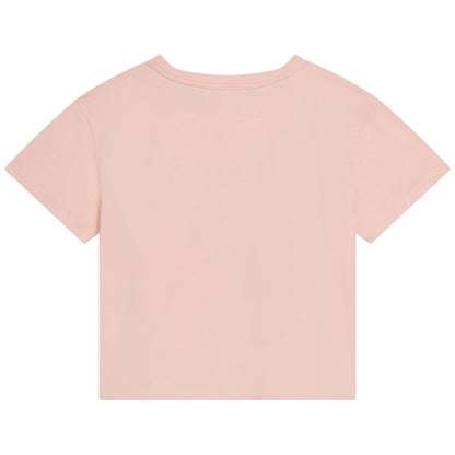 女童粉色印花棉T恤