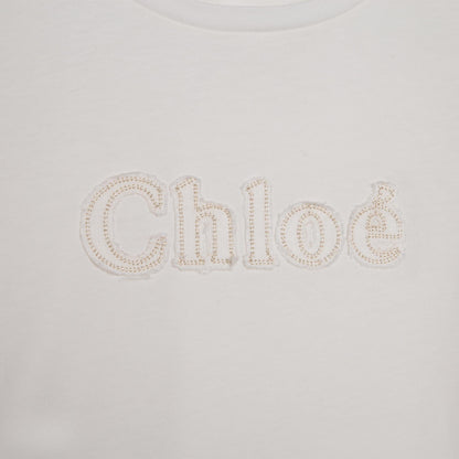 女童白色Logo棉T恤