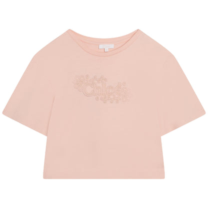 女童粉色Logo棉T恤
