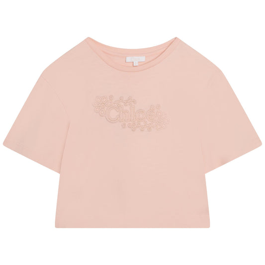 女童粉色Logo棉T恤