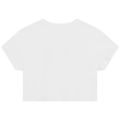 女童白色Logo棉T恤