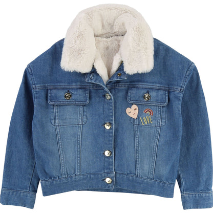 Girls Denim Blue Cotton Coat