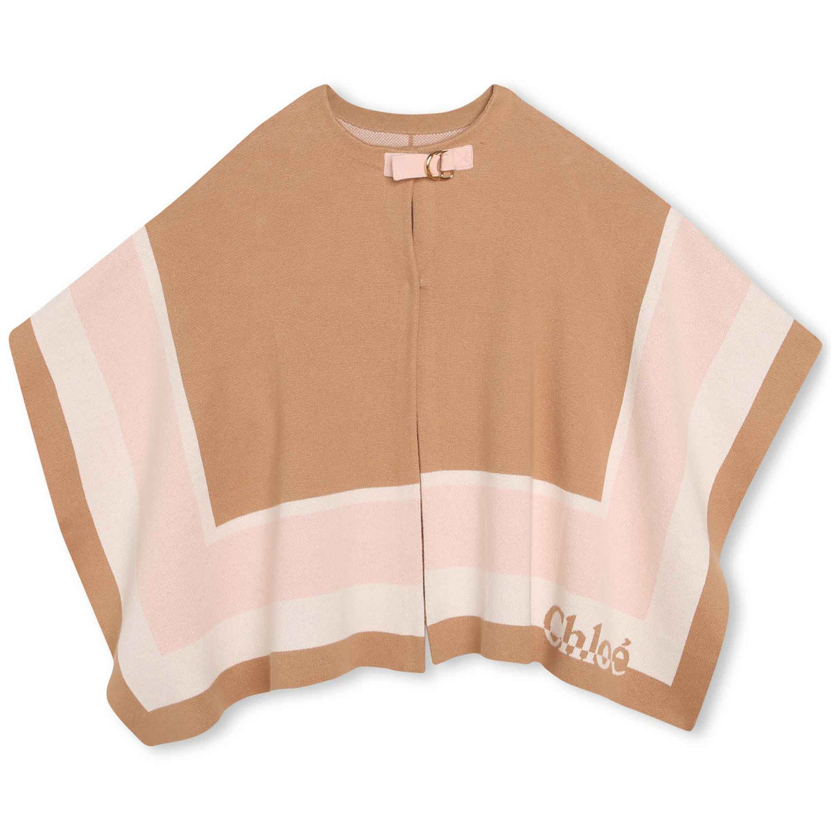 女童驼色Logo斗篷