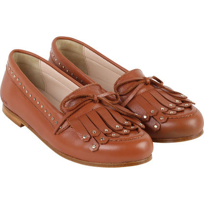 Girls Brown Tassel Cuir Shoes