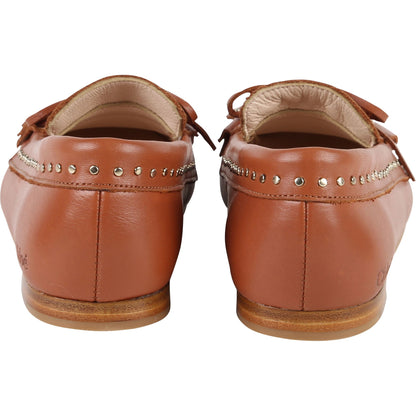 Girls Brown Tassel Cuir Shoes