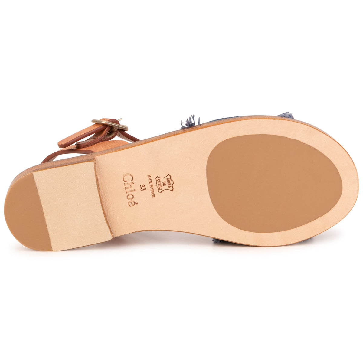 女童蓝色牛仔Logo凉鞋