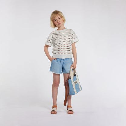 女童蓝色牛仔单肩包