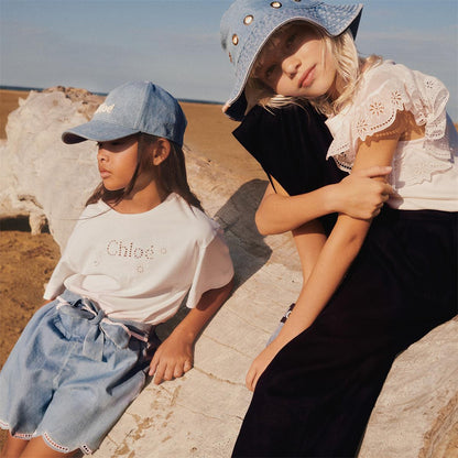 女童蓝色牛仔渔夫帽