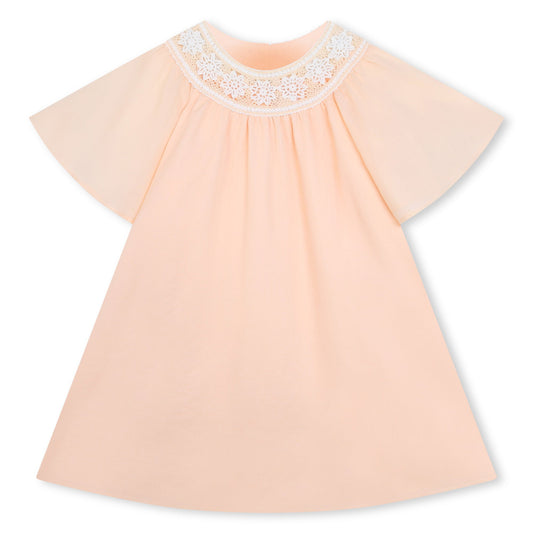 女童浅粉色刺绣棉连衣裙