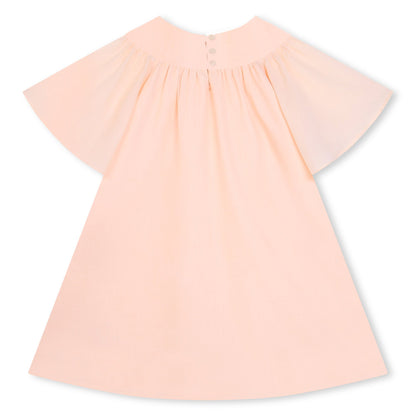 女童浅粉色刺绣棉连衣裙