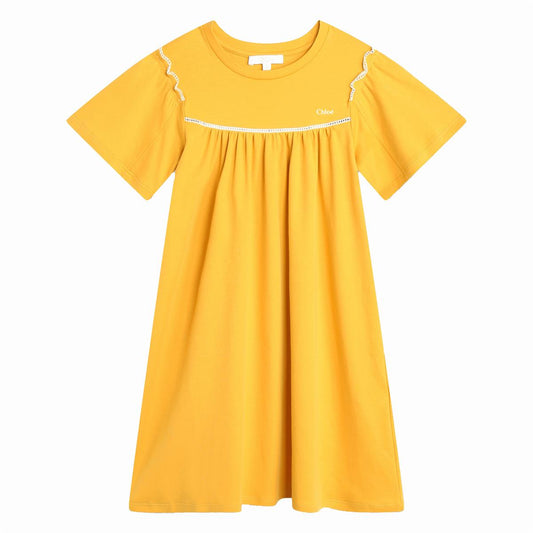 女童黄色棉连衣裙