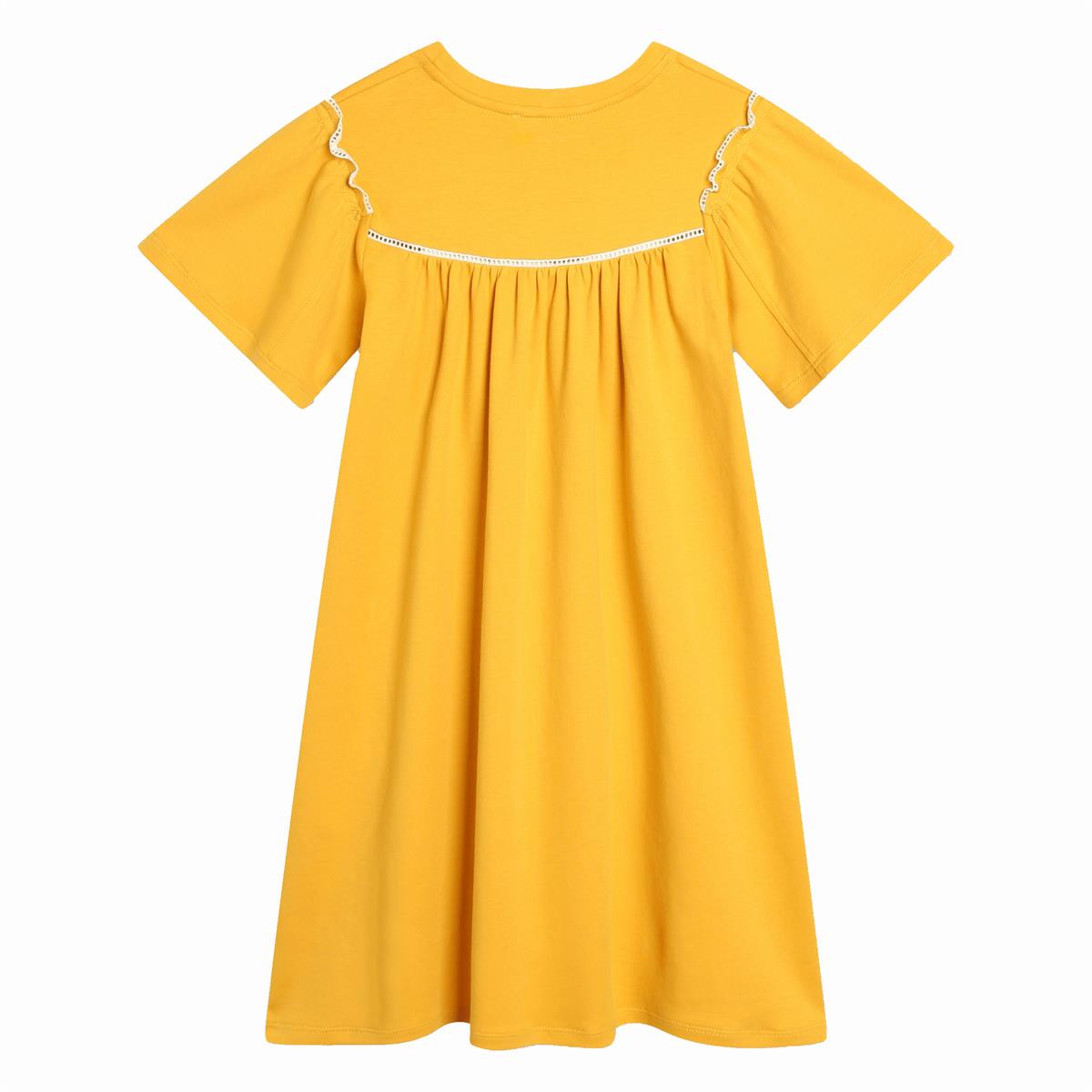 女童黄色棉连衣裙