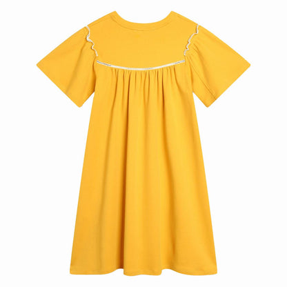 女童黄色棉连衣裙