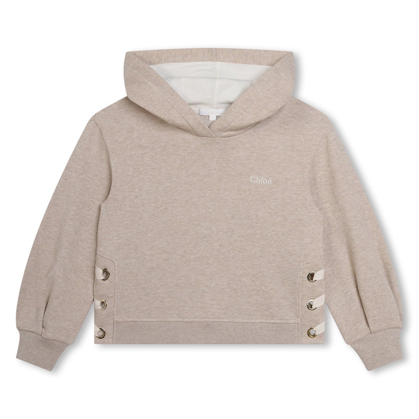 女童米色连帽棉卫衣