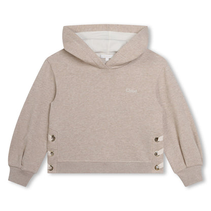 女童米色连帽棉卫衣