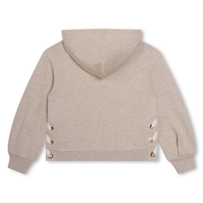 女童米色连帽棉卫衣