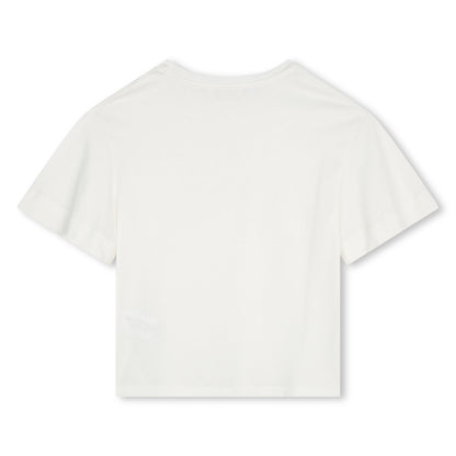 女童白色Logo棉T恤