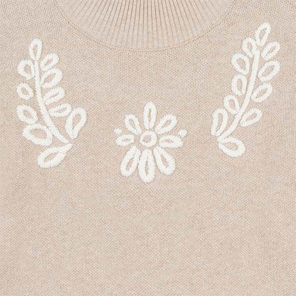 女童米色高领毛衣