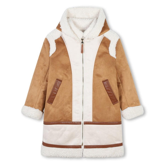 女童棕色连帽外套