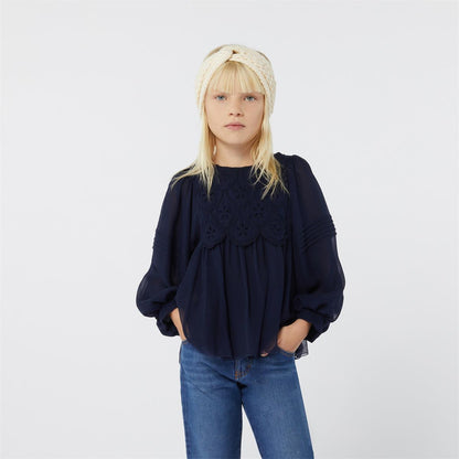 女童米色针织发带