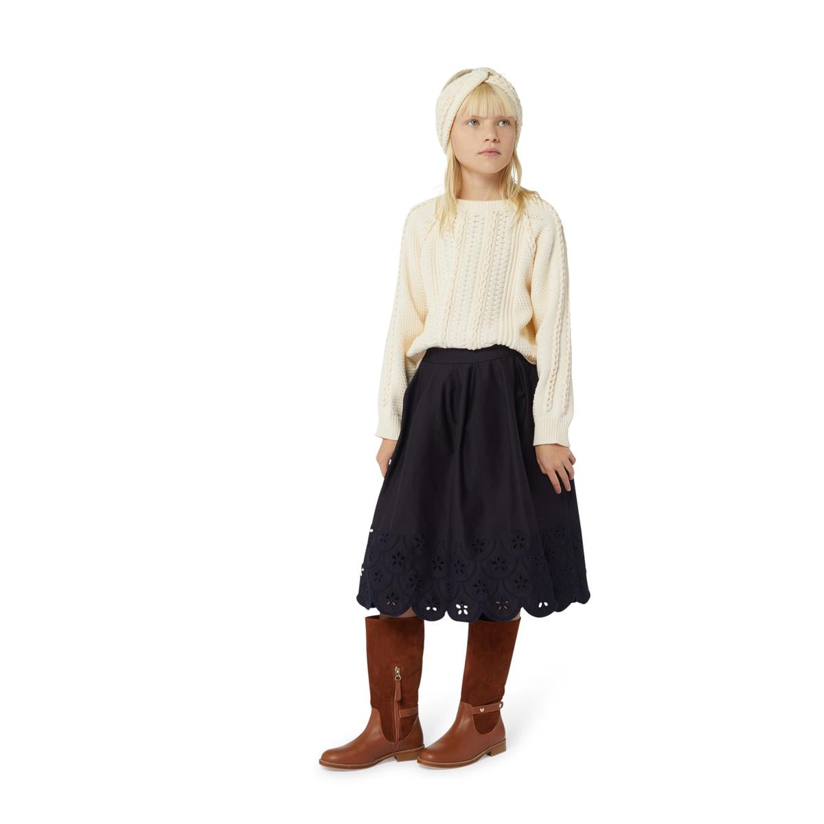 女童米色针织发带