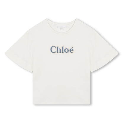 女童白色Logo棉T恤
