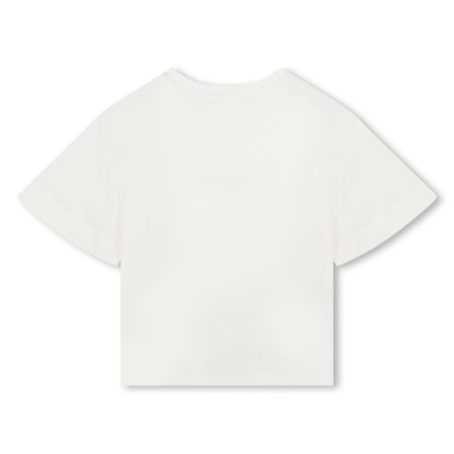 女童白色Logo棉T恤