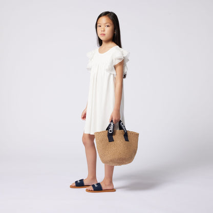女童米色编织手提包(长33cmx高22cm)