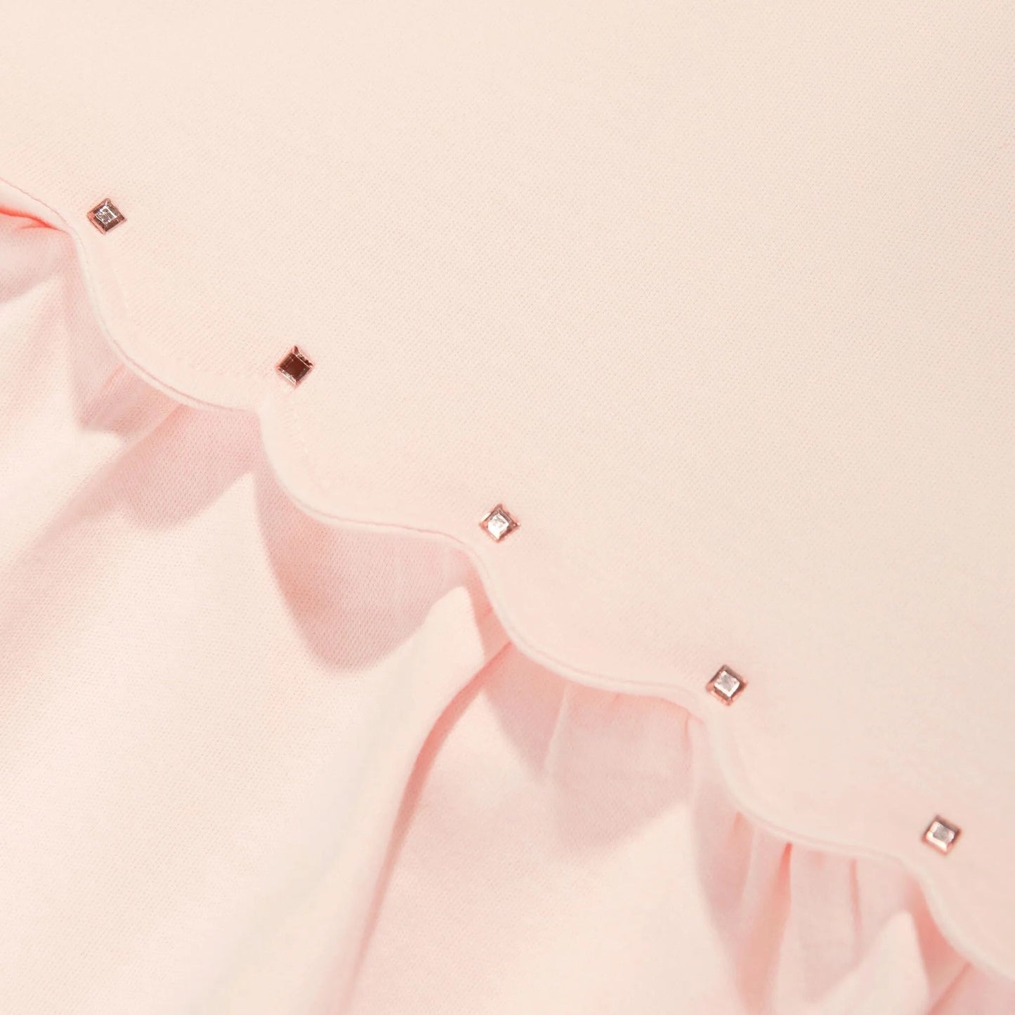 女婴浅粉色刺绣Logo棉连衣裙