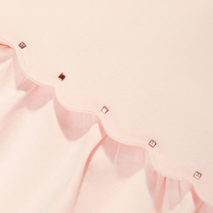 女婴浅粉色刺绣Logo棉连衣裙