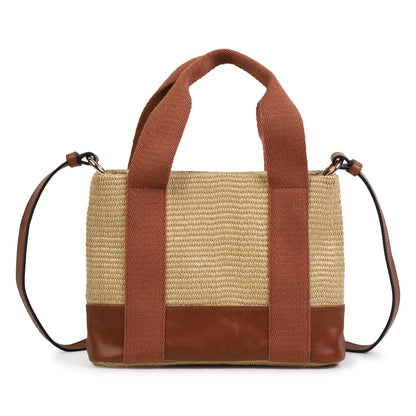 女童棕色印花Logo手提包(20x25x8cm)