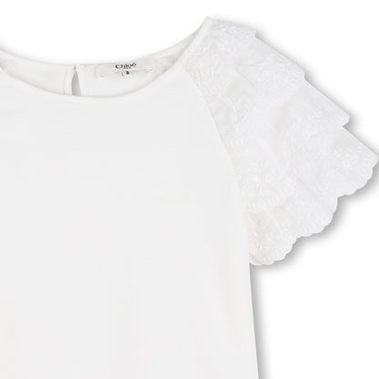 女童白色棉T恤